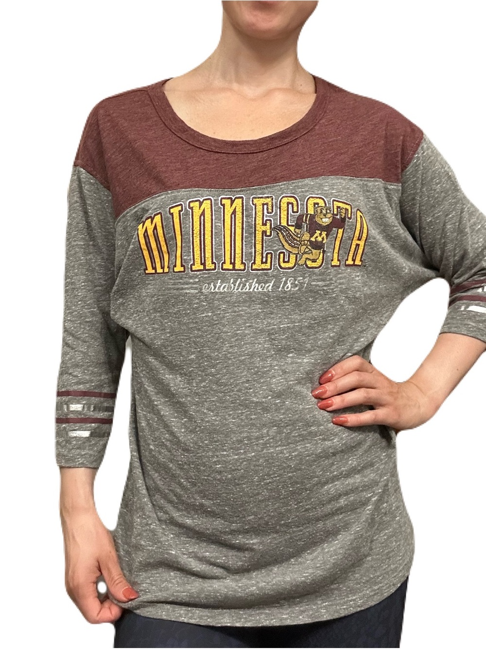 Rivalry Threads U of M Minnesota Gophers Raglan 3/4 Sleeve Tee